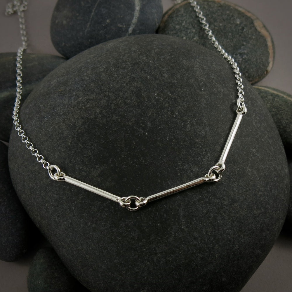 Silver Bar Trio Necklace by Mikel Grant Jewellery