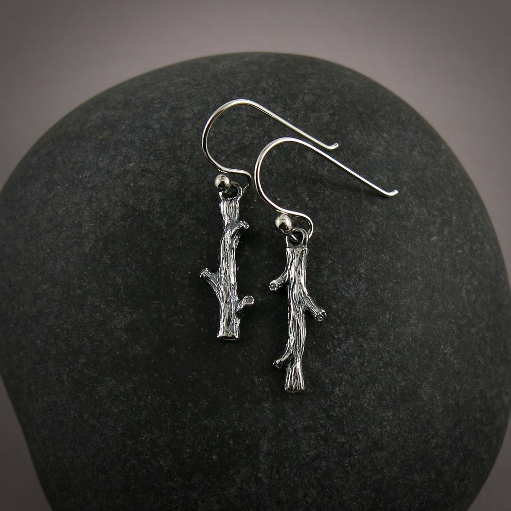 Silver Twig Earrings by Mikel Grant Jewellery