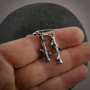 Silver Twig Earrings by Mikel Grant Jewellery