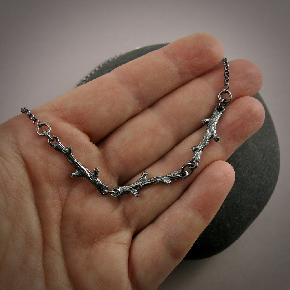 Silver Twigs Trio Necklace by Mikel Grant Jewellery