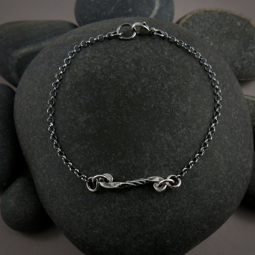 Silver Twisted Scroll Bracelet by Mikel Grant Jewellery