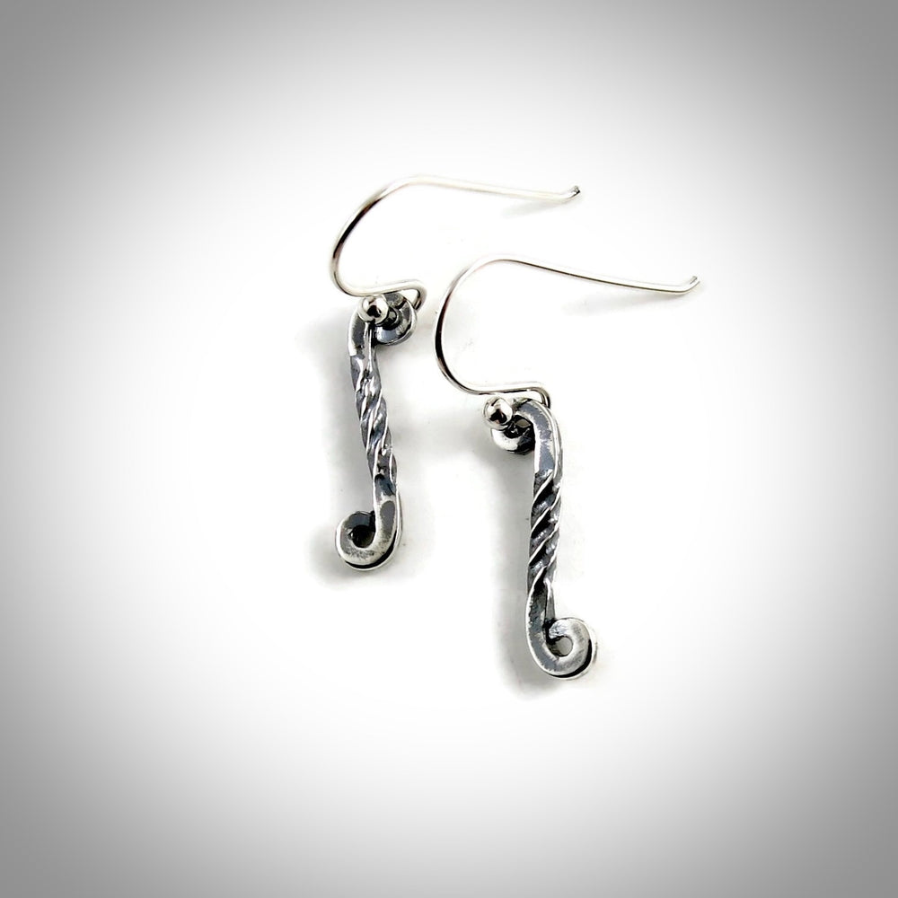 Silver Twisted Scroll Earrings by Mikel Grant Jewellery