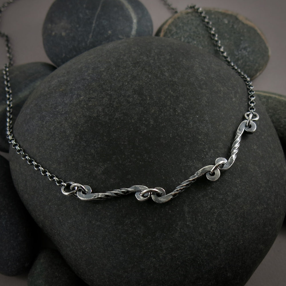 Silver Twisted Scrolls Trio Necklace by Mikel Grant Jewellery