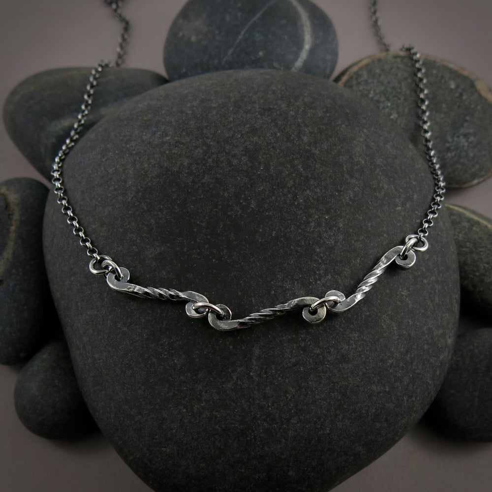 Silver Twisted Scrolls Trio Necklace by Mikel Grant Jewellery