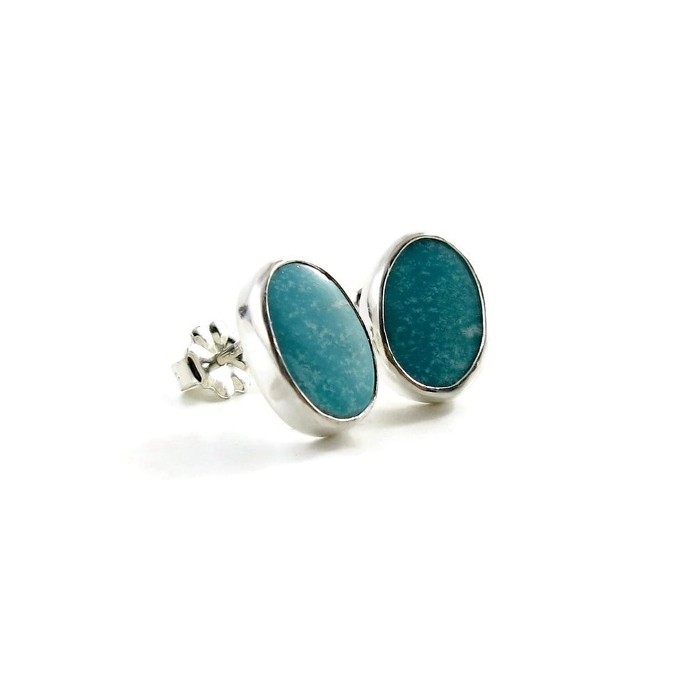 Turquoise stud earrings in sterling silver by Mikel Grant Jewellery