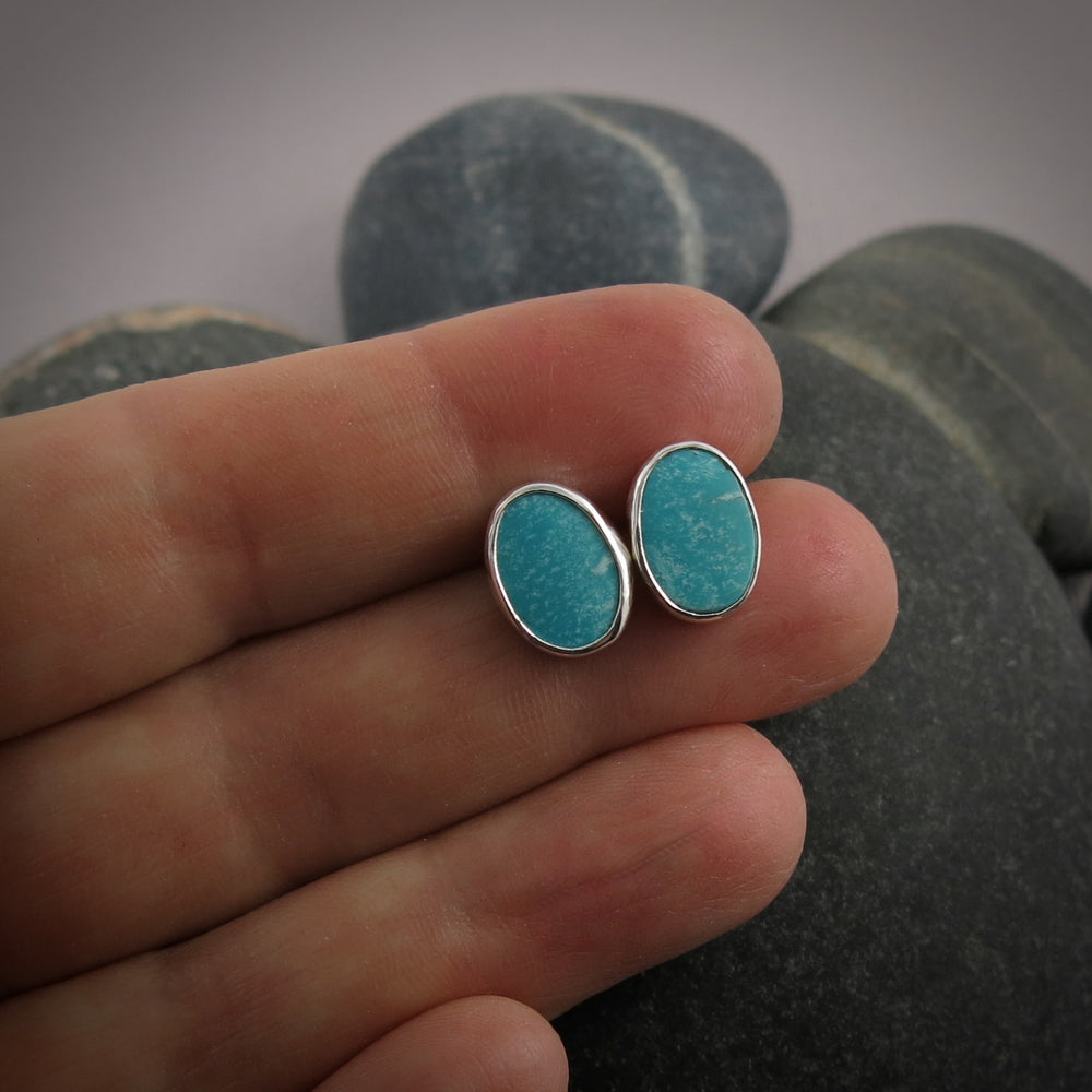 Turquoise stud earrings in sterling silver by Mikel Grant Jewellery