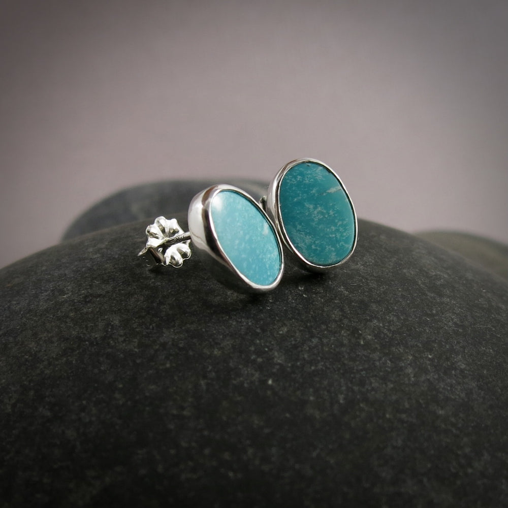 Turquoise stud earrings in sterling silver by Mikel Grant Jewellery