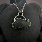 Spectrolite cloud necklace with golden citrine in sterling silver by Mikel Grant Jewellery