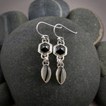 Black spinel & Montana agate earrings in sterling silver by Mikel Grant Jewellery