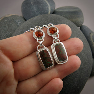  Analyzing image      Mikel-Grant-Jewellery-Sunrise-Earrings_2  2019 × 2019px  Sunrise earrings by Mikel Grant Jewellery. Baltic amber and Sonoran sunrise jasper in sterling silver.