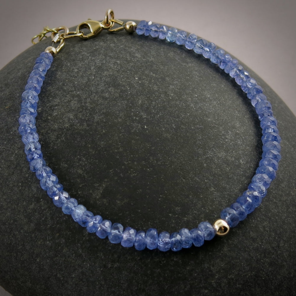Tanzanite Gemstone Bead Bracelet • 14K Gold & Gold Fill