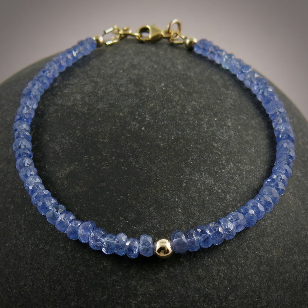 Tanzanite Gemstone Bead Bracelet • 14K Gold & Gold Fill