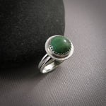 Tibetan turquoise ring in sterling silver by Mikel Grant Jewellery.  Size 9.