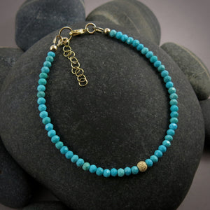 Turquoise Gemstone Bead Bracelet in 14K Gold Fill by Mikel Grant Jewellery