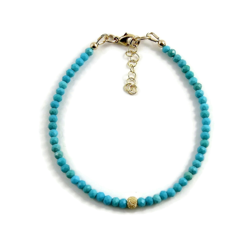 Turquoise Gemstone Bead Bracelet in 14K Gold Fill by Mikel Grant Jewellery