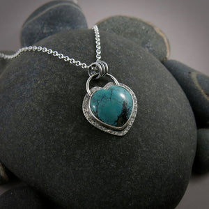 Turquoise heart necklace in sterling silver by Mikel Grant Jewellery