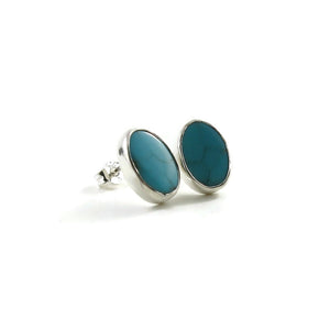 Turquoise gemstone studs in sterling silver by Mikel Grant Jewellery