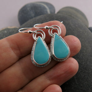 Turquoise teardrop earrings in sterling silver by Mikel Grant Jewellery