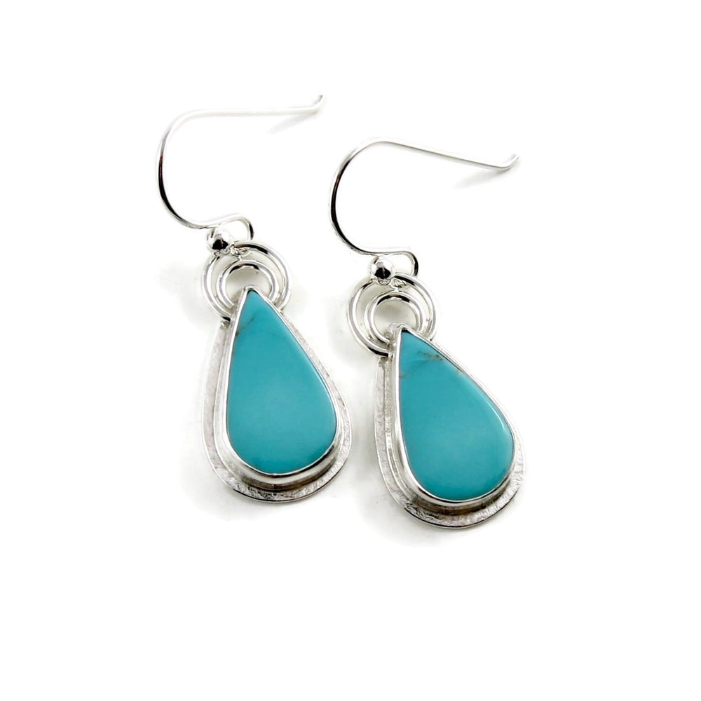 Turquoise teardrop earrings in sterling silver by Mikel Grant Jewellery