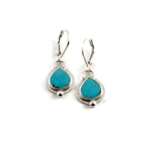 Turquoise teardrop earrings in sterling silver by Mikel Grant Jewellery