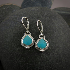 Turquoise teardrop earrings in sterling silver by Mikel Grant Jewellery