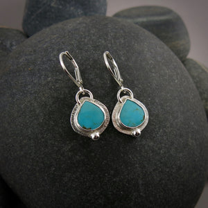 Turquoise teardrop earrings in sterling silver by Mikel Grant Jewellery