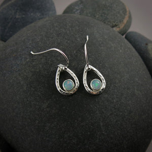 Welo Opal Raindrop Earrings in Sterling Silver by Mikel Grant Jewellery