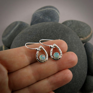 Welo Opal Raindrop Earrings in Sterling Silver by Mikel Grant Jewellery