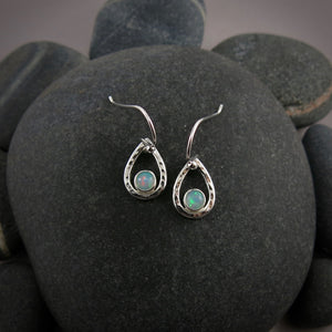 Welo Opal Raindrop Earrings in Sterling Silver by Mikel Grant Jewellery