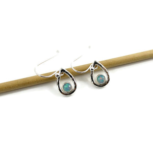 Welo Opal Raindrop Earrings in Sterling Silver by Mikel Grant Jewellery