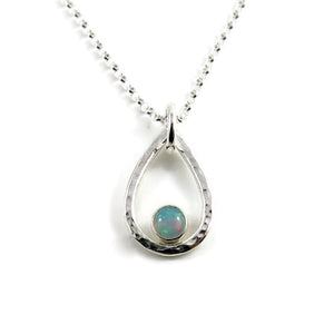 Welo opal raindrop necklace in sterling silver by Mikel Grant Jewellery