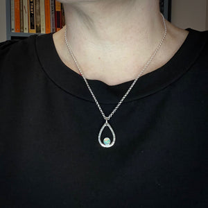 Welo opal raindrop necklace in sterling silver by Mikel Grant Jewellery