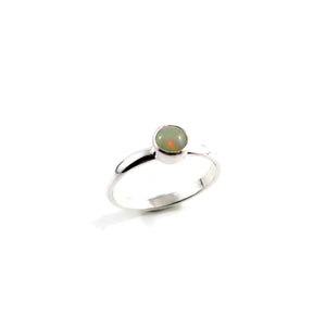 Welo Opal Stacking Ring in Sterling Silver by Mikel Grant Jewellery