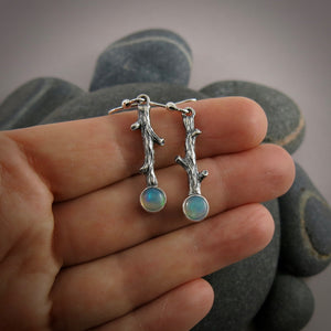 Welo Opal Twig Earrings in Sterling Silver by Mikel Grant Jewellery