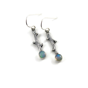 Welo Opal Twig Earrings in Sterling Silver by Mikel Grant Jewellery