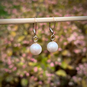 AAA White Edison Pearl Drop Earrings in 14K Gold by Mikel Grant Jewellery