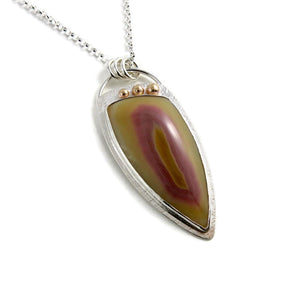 Pink and Yellow Banded Agate Necklace in Sterling Silver with 14K Gold by Mikel Grant Jewellery