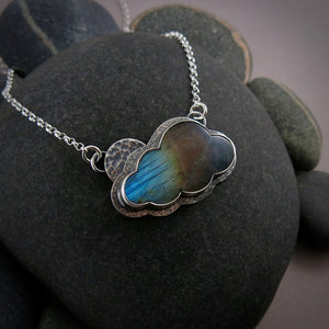 Spectrolite cloud necklace #2 in sterling silver by Mikel Grant Jewellery