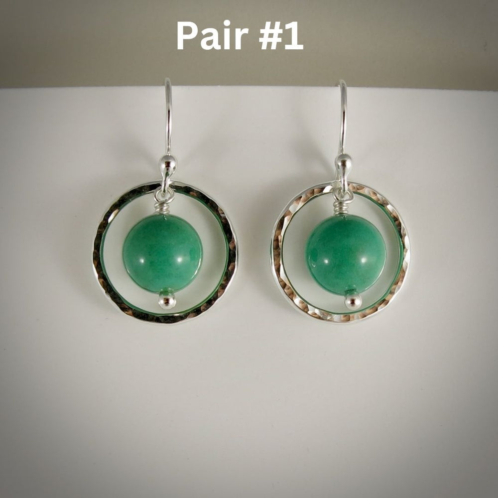 Green Opal Nesting Circle Earrings • Sterling Silver • Sample Sale