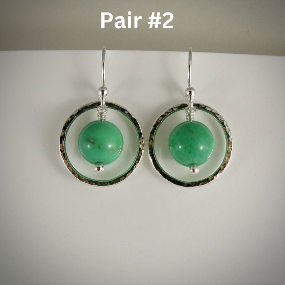 Green Opal Nesting Circle Earrings • Sterling Silver • Sample Sale