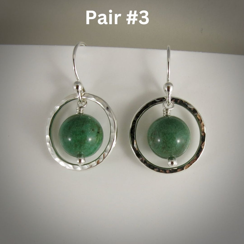 Green Opal Nesting Circle Earrings • Sterling Silver • Sample Sale