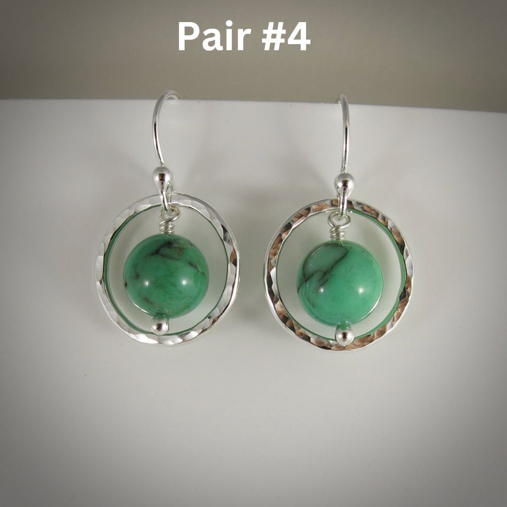 Green Opal Nesting Circle Earrings • Sterling Silver • Sample Sale
