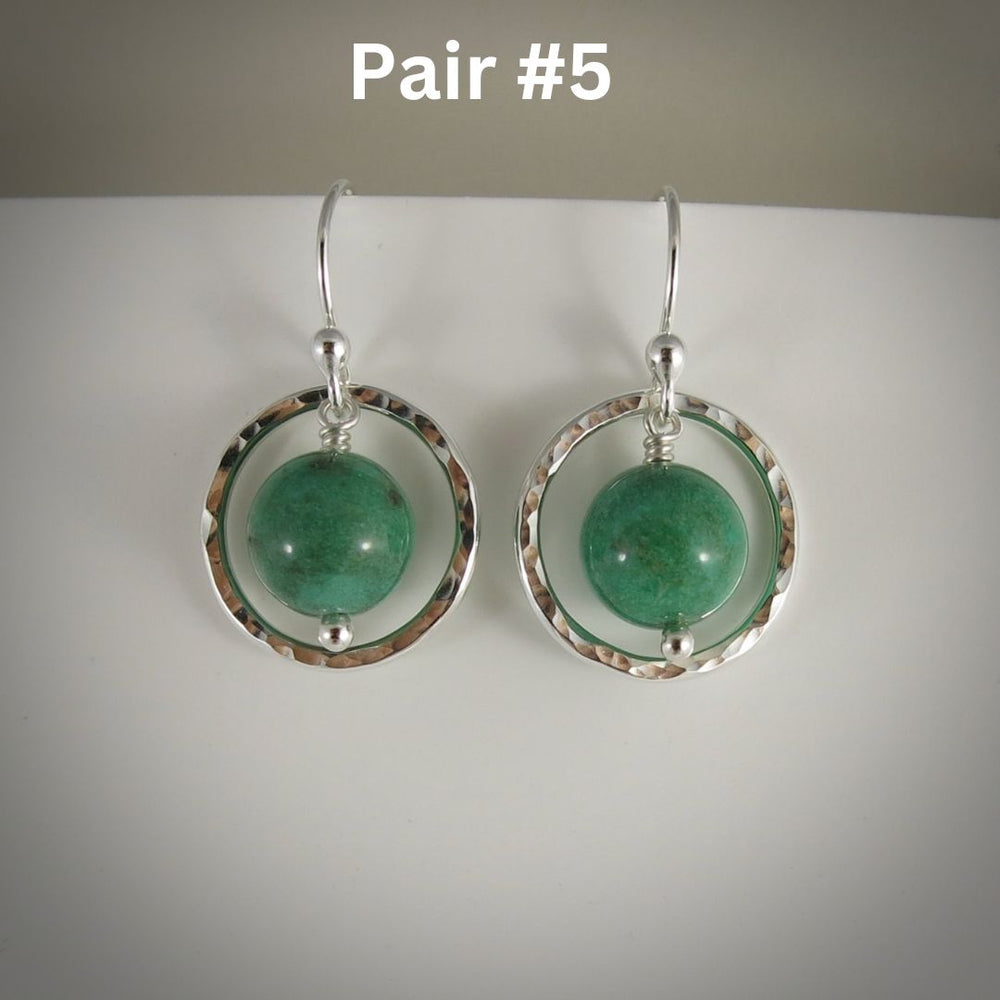 Green Opal Nesting Circle Earrings • Sterling Silver • Sample Sale