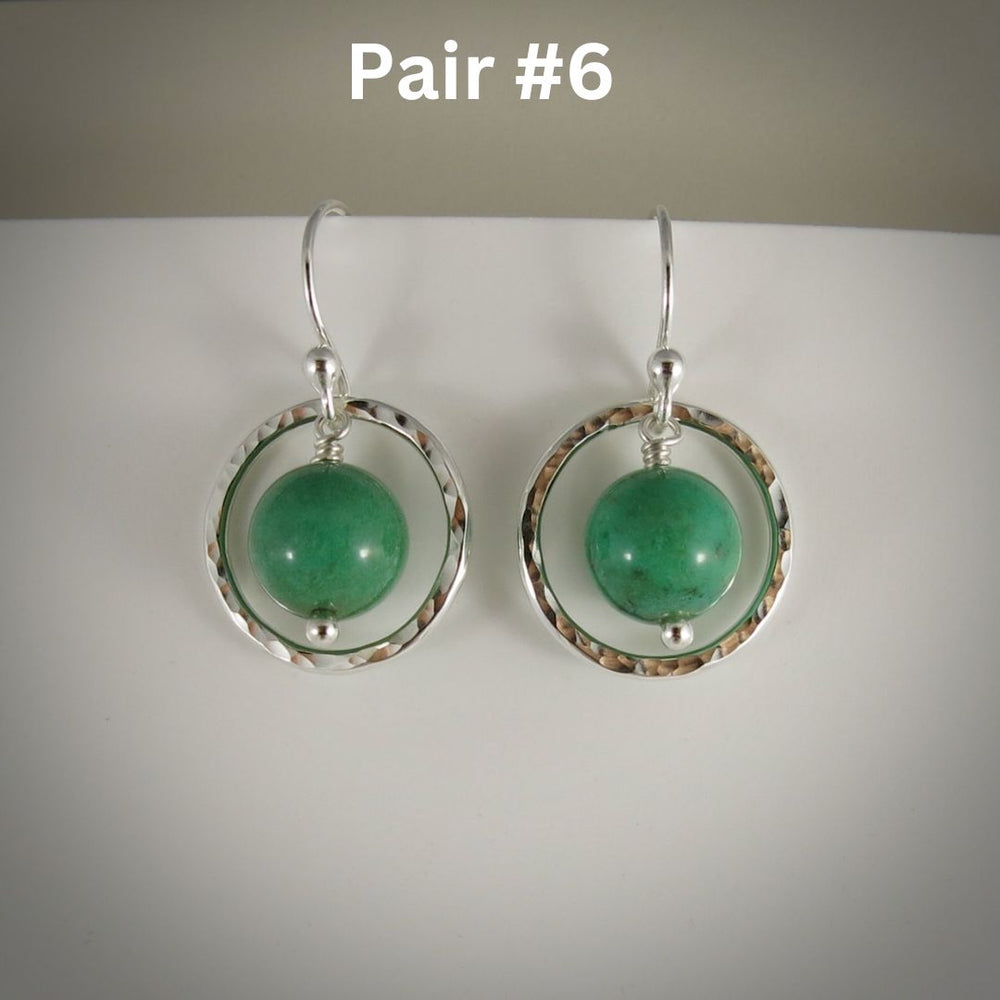 Green Opal Nesting Circle Earrings • Sterling Silver • Sample Sale