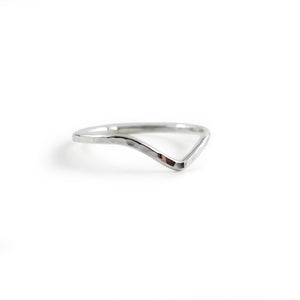 Silver chevron stacking ring by Mikel Grant Jewellery.  Hammer textured V ring.