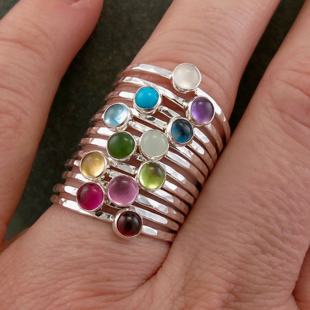 Gemstone Stacking Rings • Sterling Silver & Moonstone Size 5 • Sample Sale