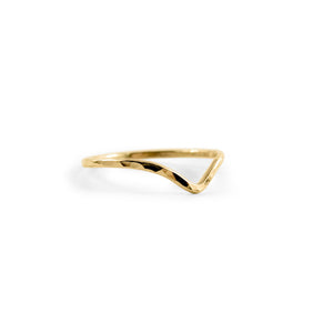 Gold chevron stacking ring by Mikel Grant Jewellery.  Artisan made hammer textured gold filled V ring.