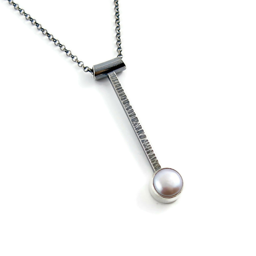 Collier pendule de perles • Argent sterling et perle bouton d'eau douce rose