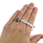 Ring sizing gauge in use.  Find your ring size by Mikel Grant Jewellery.