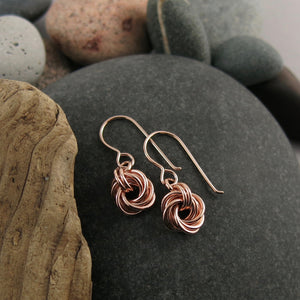 Algerian love knot earrings in 14K rose gold fill by Mikel Grant Jewellery. Artisan made.